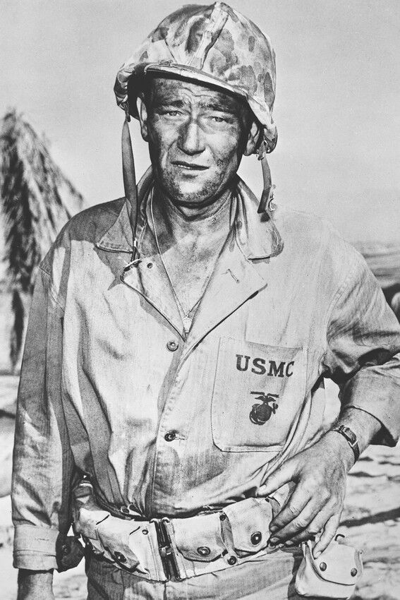 John Wayne In Uniform On Beach In Sands Of Iwo Jima 11x17 Mini Poster