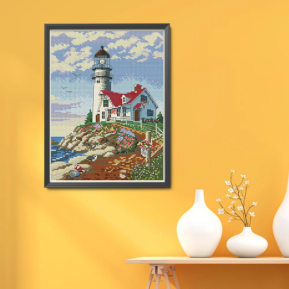 11CT Full Stamped&nbsp;Cross Stitch - Lighthouse(Canvas|30*40CM)