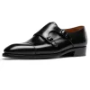 Handmade Mens Black Monk Strap Leather Dress Shoes Business