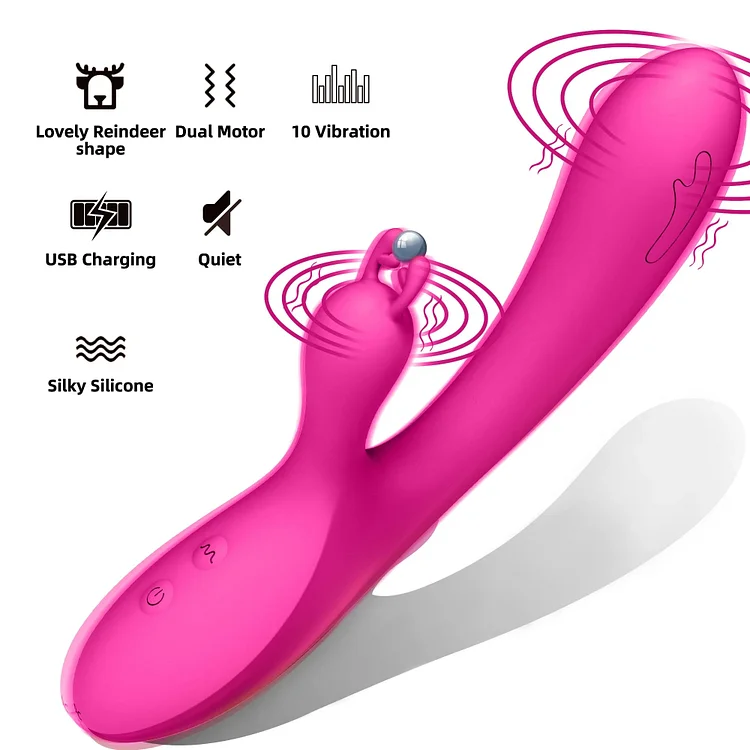 OCTMOM G Spot Vibrators Rabbit Vibrators with Dildo for Women, Rechargeable and Waterproof Adult Toys with for Female Couples, Rose Pink.