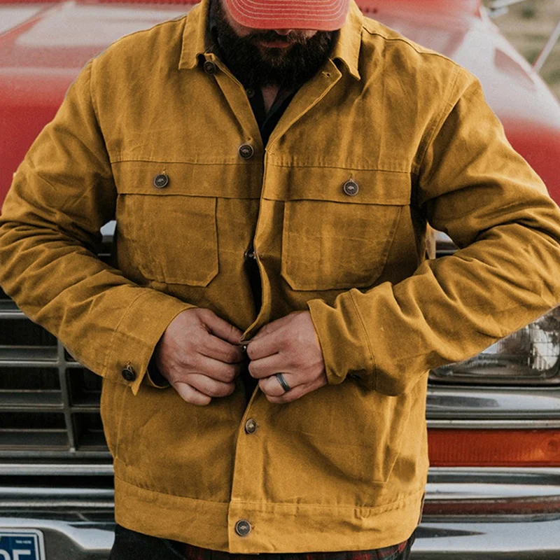 Casual Deep Khaki Cargo Jacket