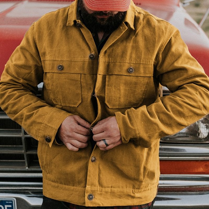 Casual Deep Khaki Cargo Jacket