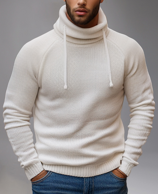 Okaywear Casual Knitted Long Sleeve Drawstring Turtleneck Sweater