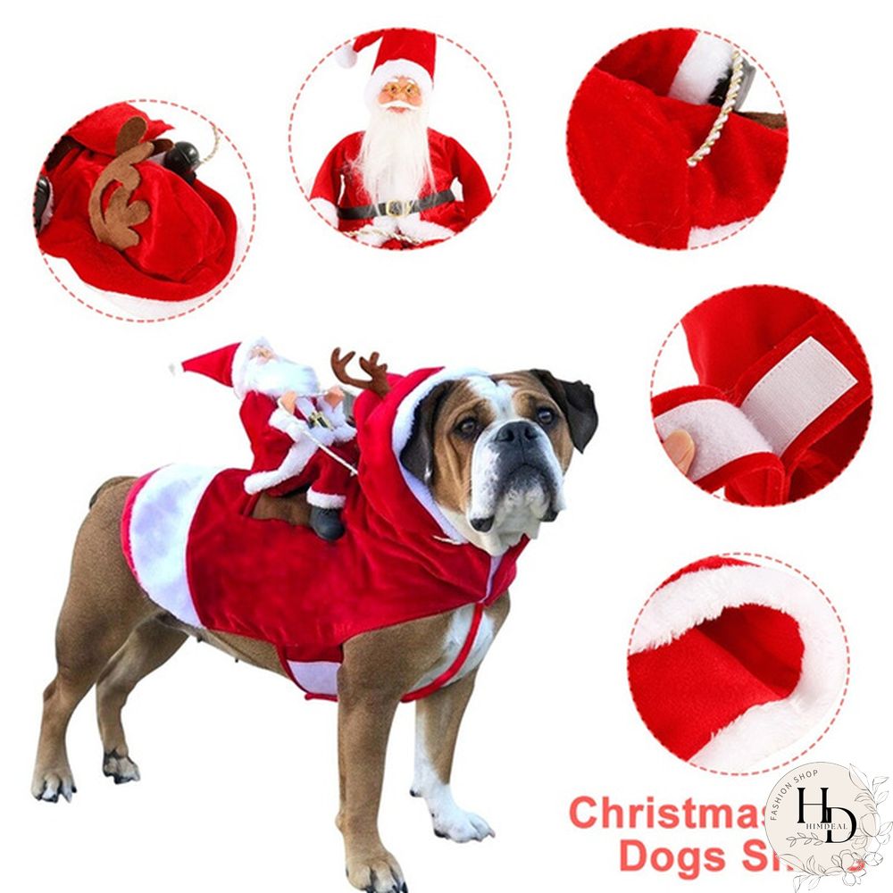 Christmas Pet Dogs Clothes Santa Dog Costumes Funny Pet Outfit Riding Holiday Party Dressing Up Clothing