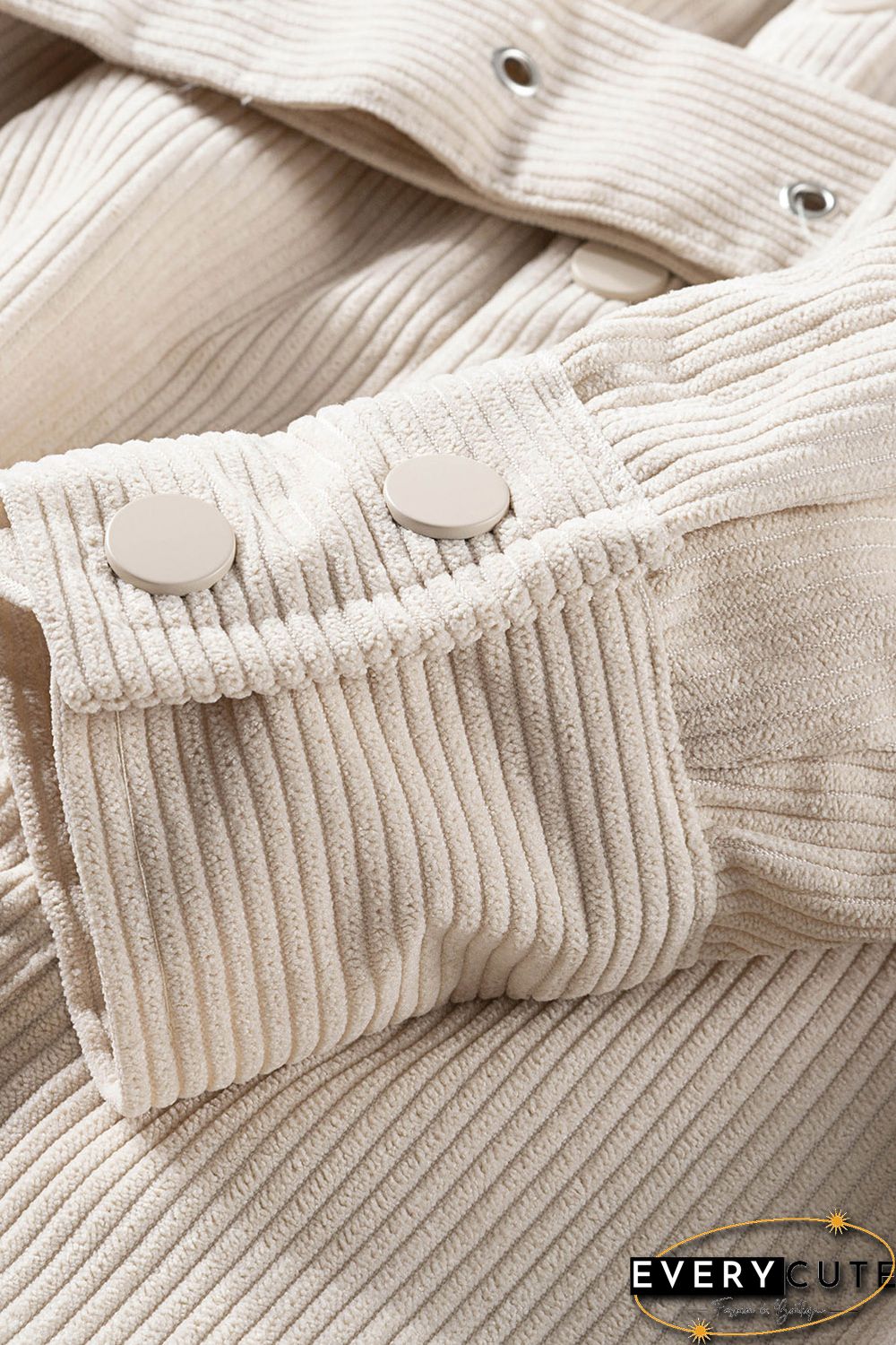 Waist Belt Corduroy Button-up Jacket