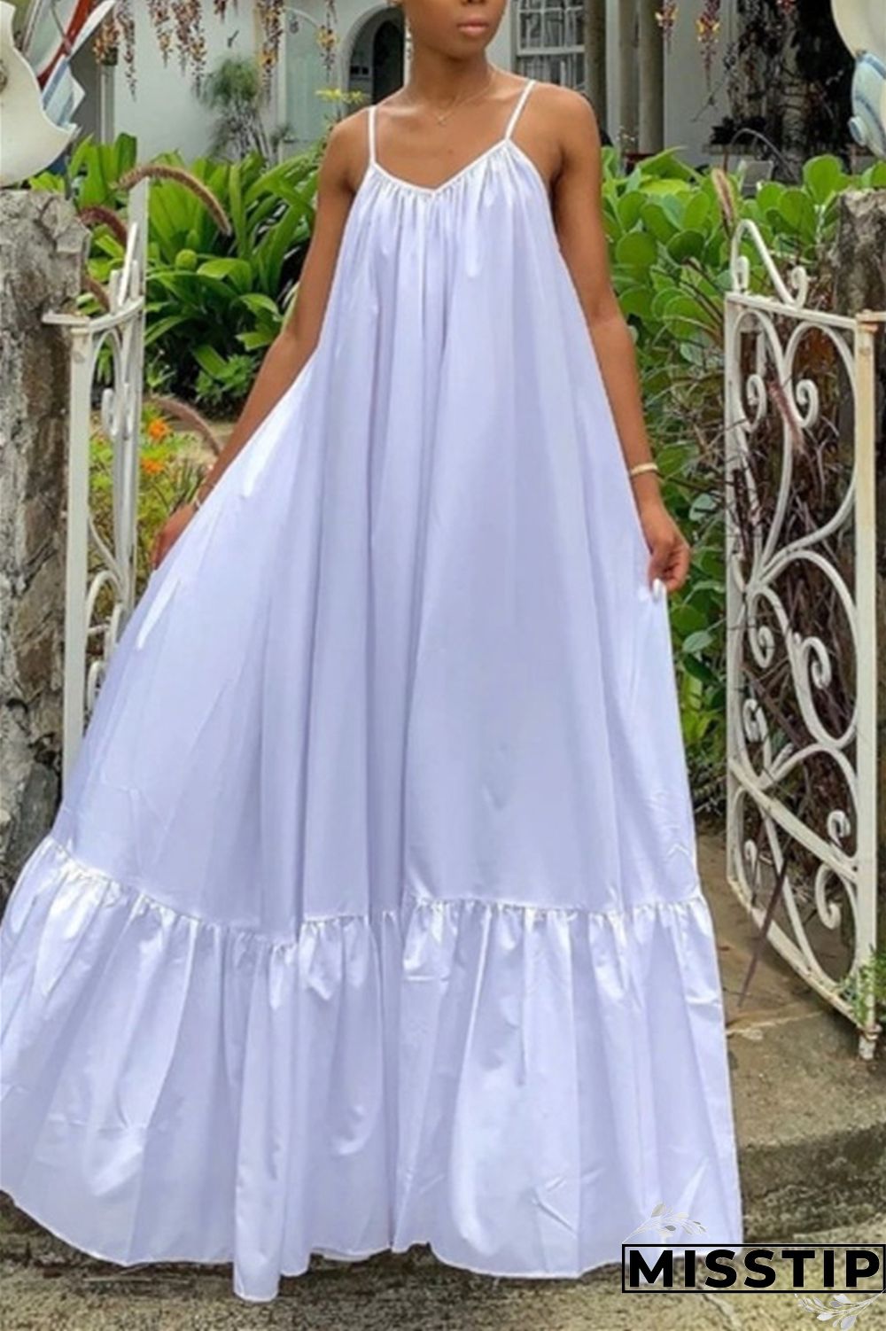 Pink Sexy Casual Solid Backless Spaghetti Strap Loose Sling Dress