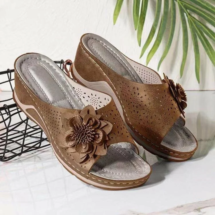 Yyvonne Summer Wish Women's Shoes Large-Size Sandals Women Weaving Flowers Slopes And Slippers Coarse