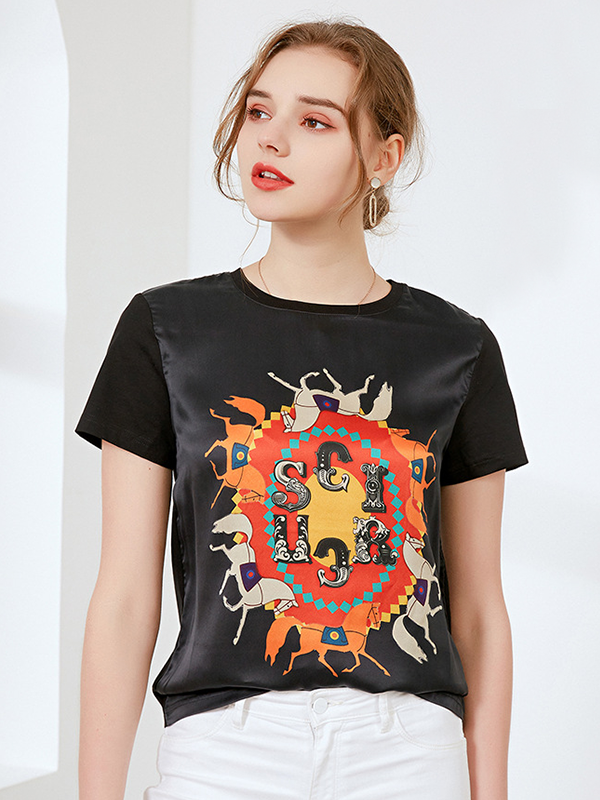 Silk T-shirt Printed Fancy Style REAL SILK LIFE