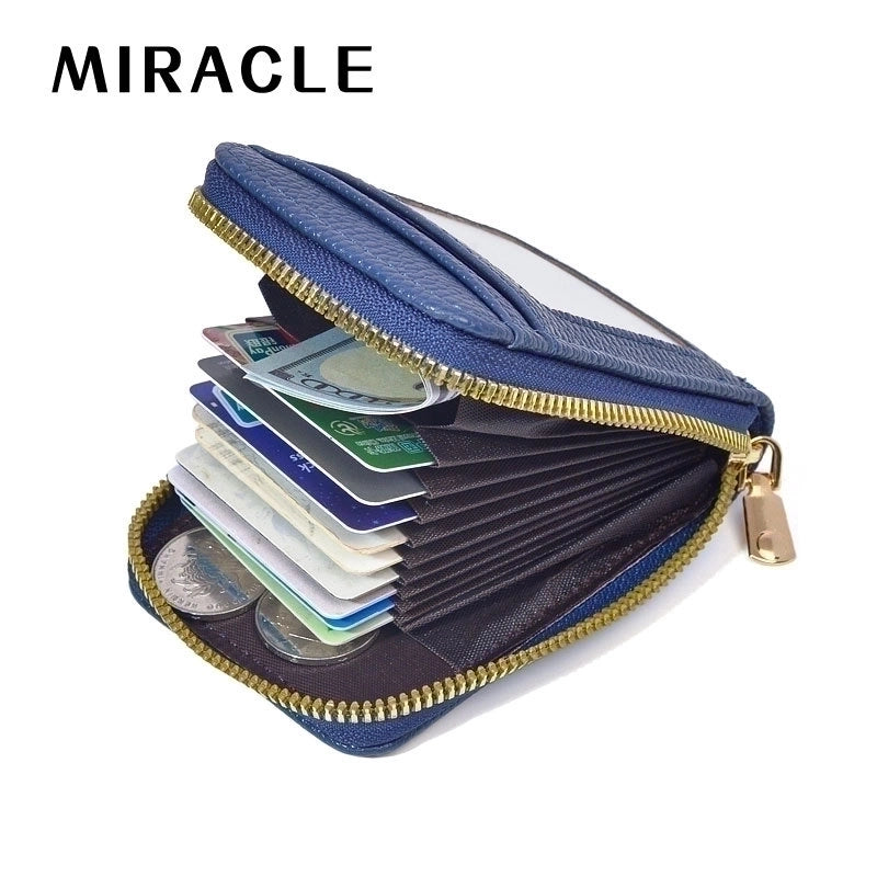 Women’s Solid Color Pu Leather Zipper Card Holders