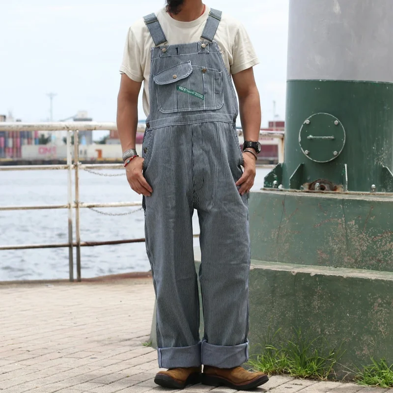 Vintage Striped Denim Adjustable Overalls