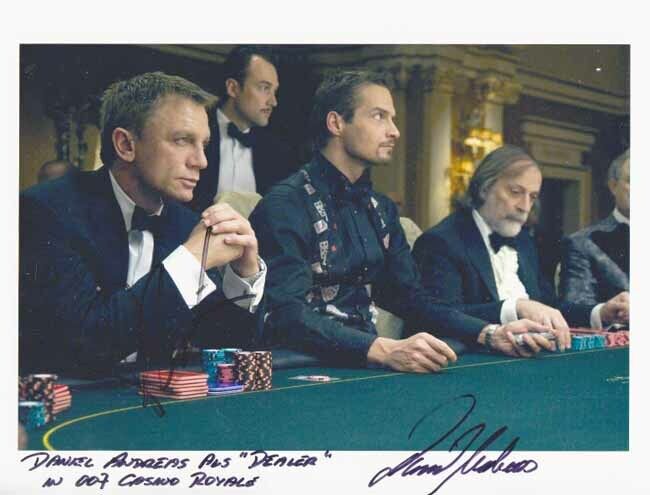 DANIEL ANDREAS 007 JAMES BOND AUTOGRAPH SIGNED AS THE DEALER IN CASINO ROYALE