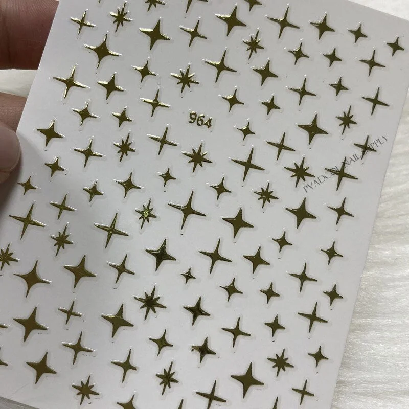 3D Nails Metallic Star Nail Sticker Decals Tips Wrap Decoration Salon Nail Art Supplies-Nail Inspo