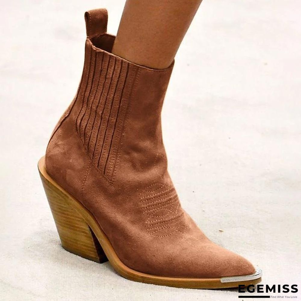 Chunky Heel Pointed Ankle Boots | EGEMISS