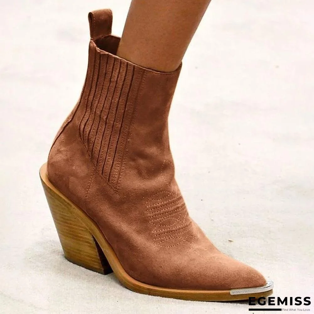 Chunky Heel Pointed Ankle Boots | EGEMISS