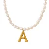 Natural Pearls A-Z Letter Pendant Necklace