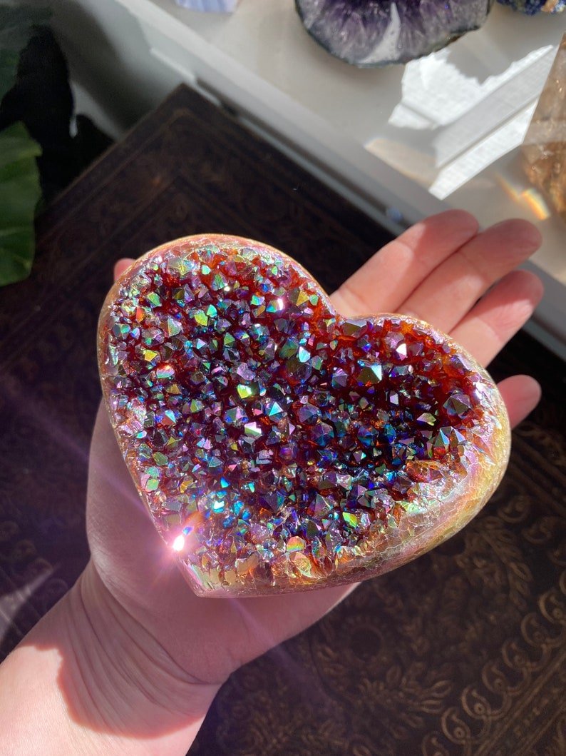 (🎄Christmas Sale-48% OFF)Angel Aura Heart Shaped Rainbow Crystal Cluster🎉
