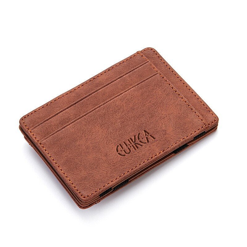 Korean Version of The Creative PU Men's Wallet Magic Short Wallet Wallet Wallet Card Holder Card Holder Small Zipper Coin Purse