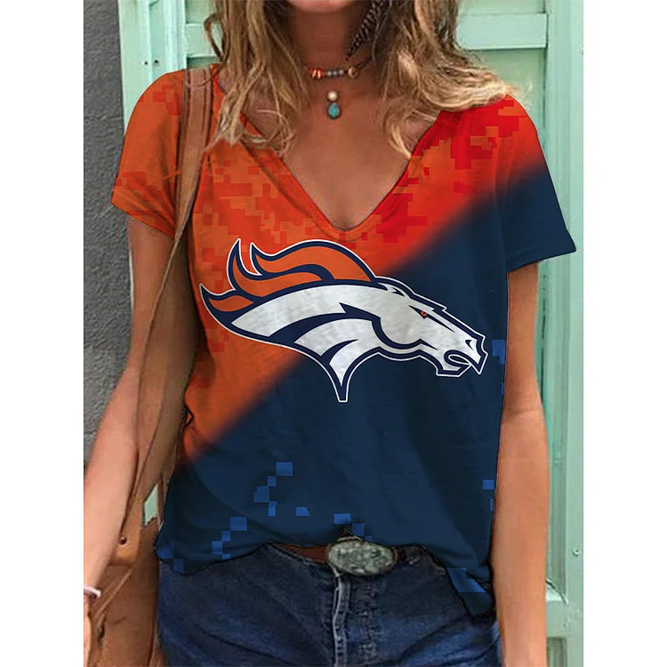 Denver Broncos Lightweight Short Sleeve V-Neck T-Shirt