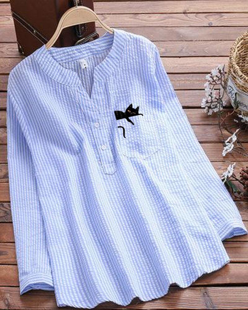 Halloween Bat Print Hollow V-Neck Long-Sleeved Top