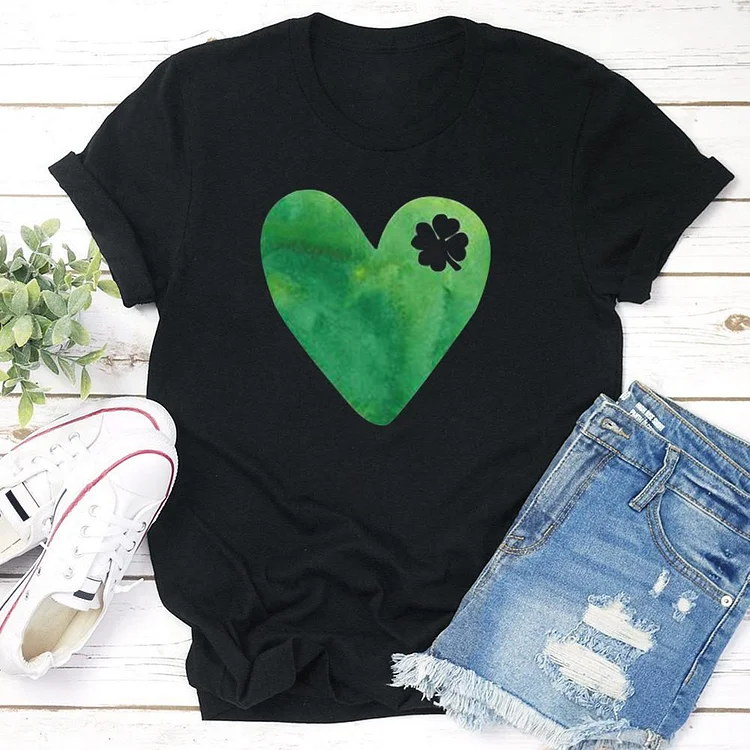 Watercolor Lucky Heart  T-shirt Tee --Annaletters