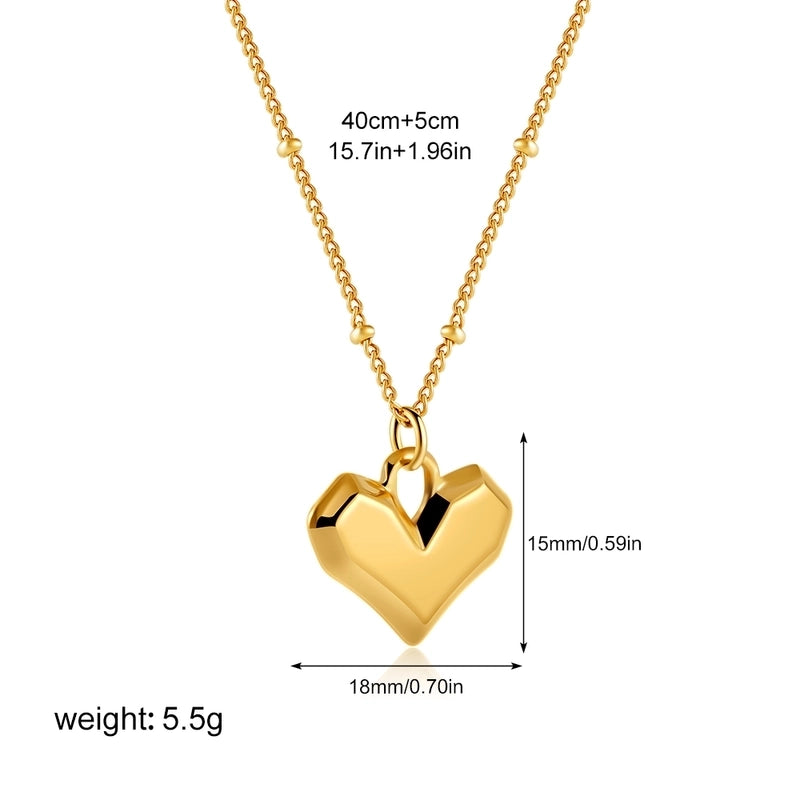 Romantic Solid Color Heart Shape 304 Stainless Steel Pendant Necklace