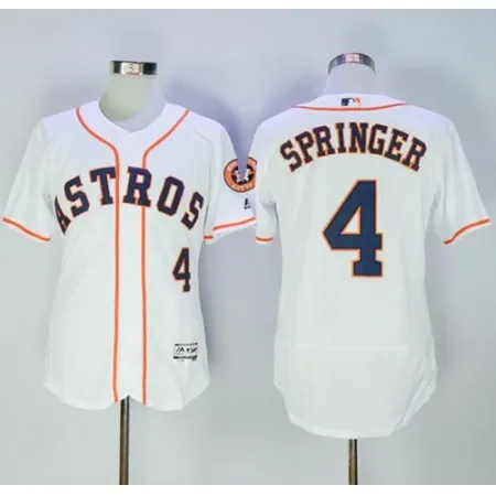Astros #4 George Springer White Flexbase Authentic Collection Stitched MLB Jersey