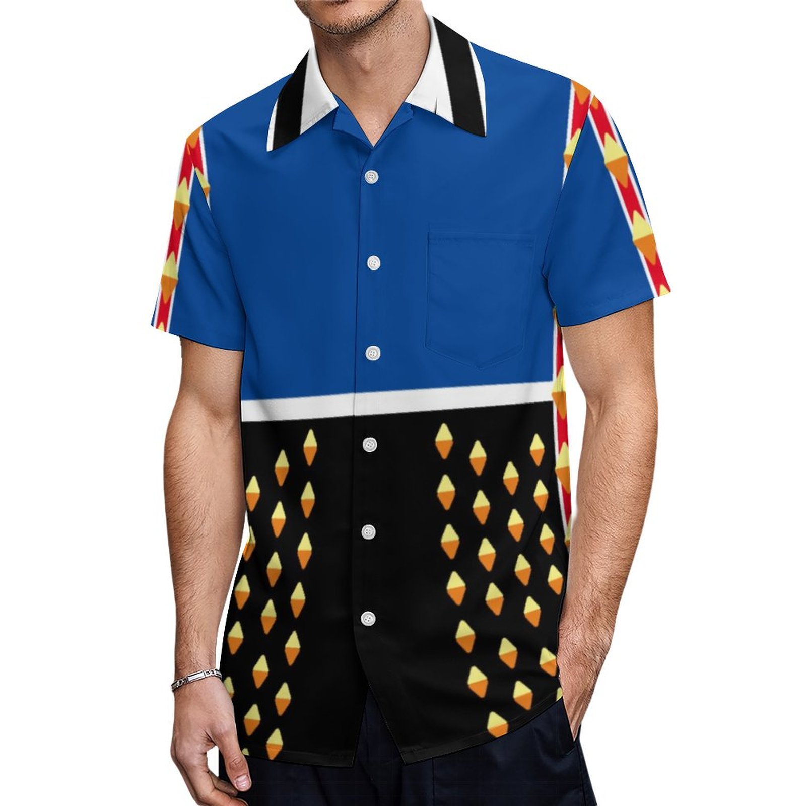 Blue Black Red Holiday Toy Soldier Costume Hawaiian Shirt Mens Button Down Tropical Hawaii Beach Shirts