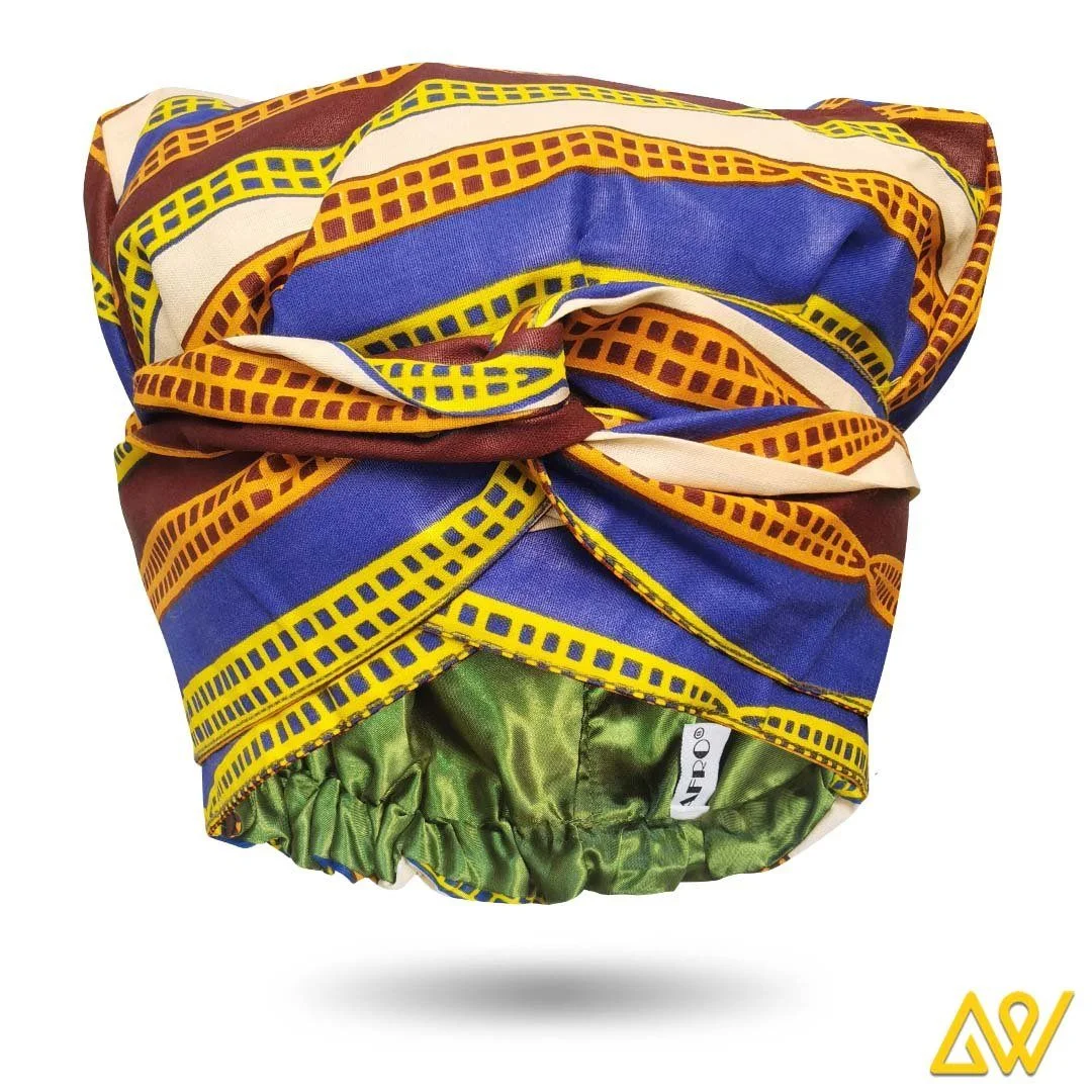 African Print Head Wrap With Satin-Lined-AW1118