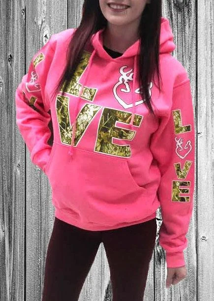 LOVE Printed Kangaroo Pocket Hoodie