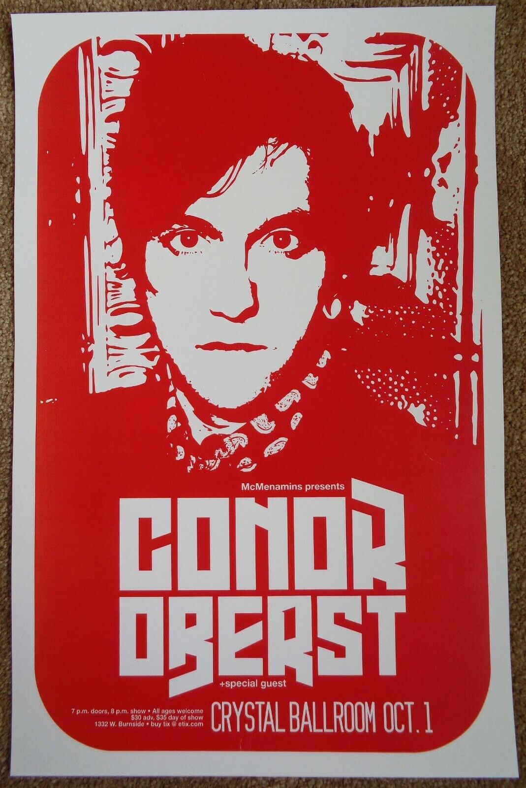 CONOR OBERST Bright Eyes 2014 Gig POSTER Portland Oregon BRIGHT EYES Concert