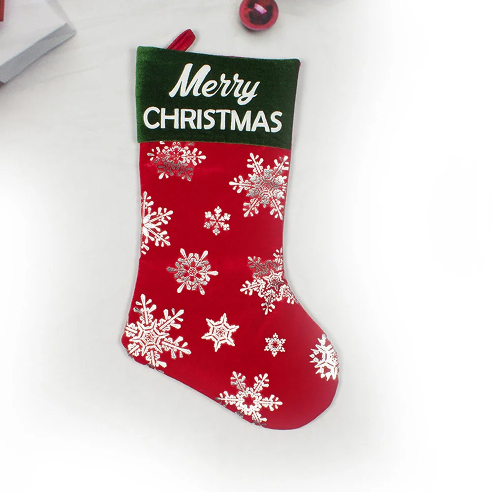 Stage Decoration Christmas Hot Stamping Silver Snowflake Gift Socks