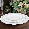 10 Pack | 6" White Hard Plastic Dessert Plates with Gold Ruffled Rim, Heavy Duty Disposable Salad Appetizer Dinnerware