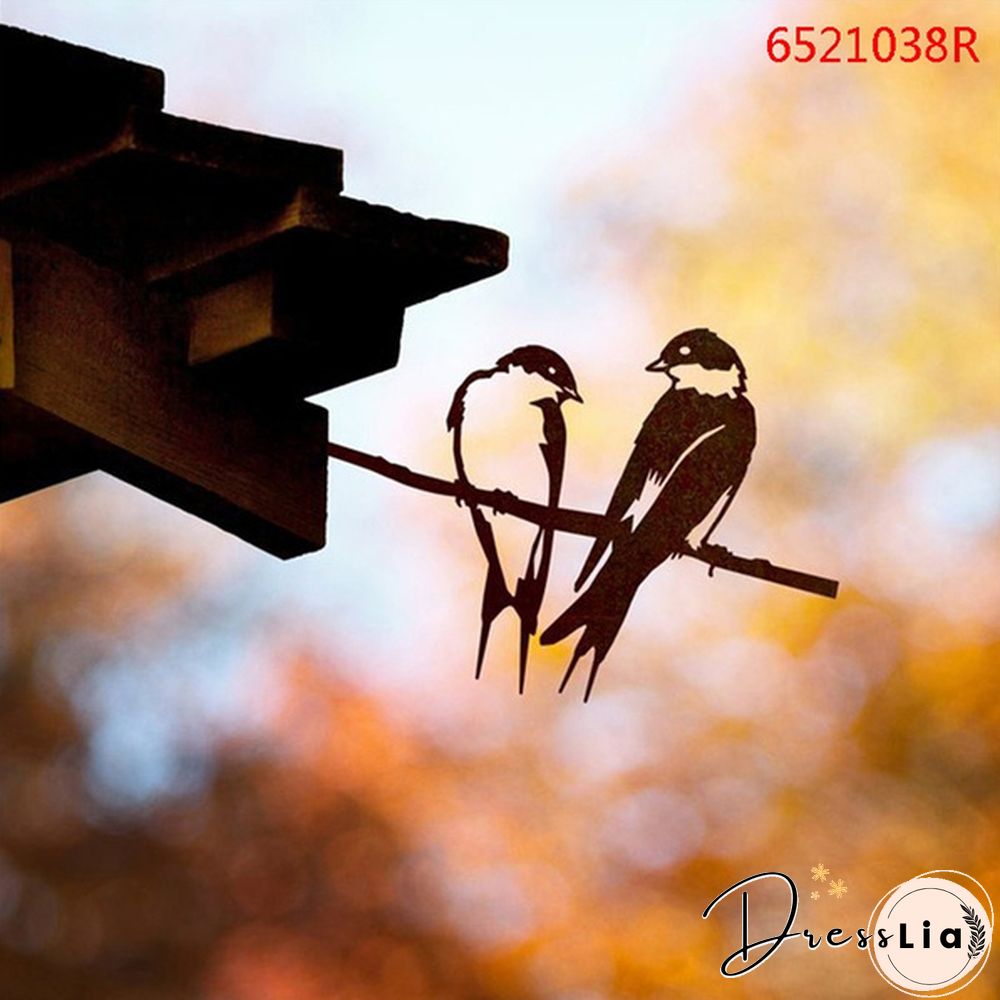 Tree Metal Art Yard Garden Outdoor Branch Gnomes Decoration Sign Rustic Hanging