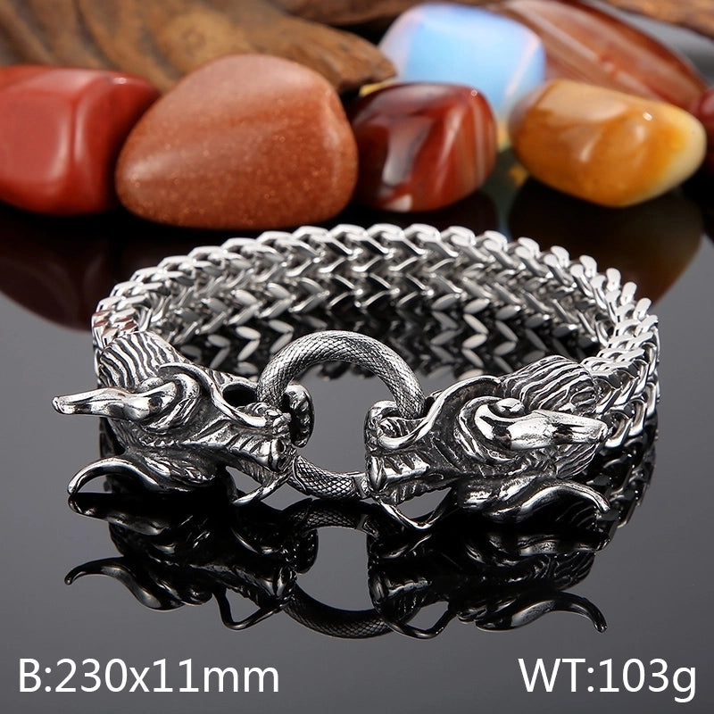 Hip-Hop Dragon 304 Stainless Steel 18K Gold Plated Men’s Bracelets