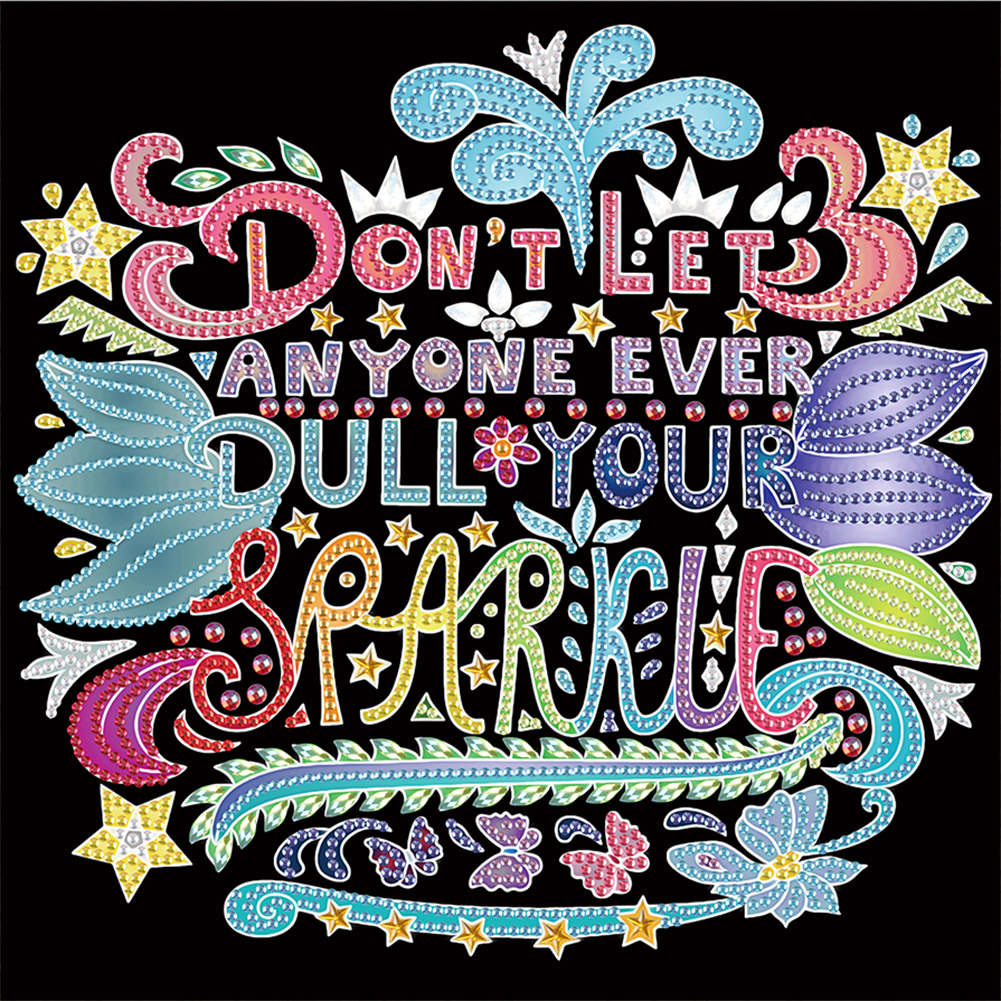 Good Wishes In English 30*30cm(canvas) special shaped drill diamond painting