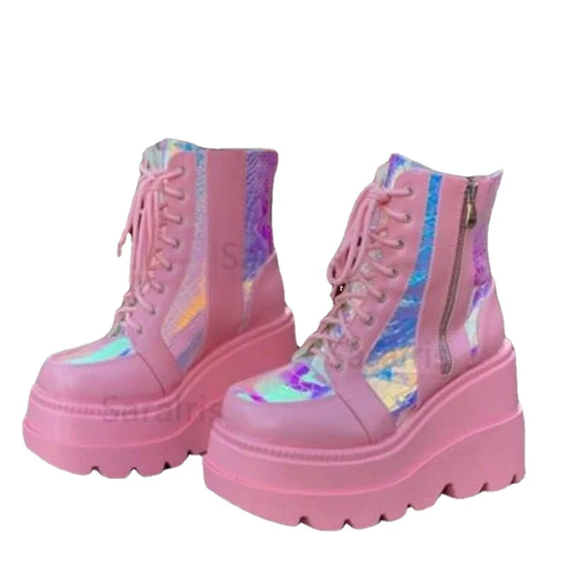 Yyvonne Autumn And Winter New Tape With Thick Bottom Mid-Sleet Boots Women's Taizhou Bright-Faced Low-Bush Martin Boots