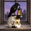 Resin Crow Skull Lamp Gothic Crow Night Light Handcrafted Retro Skull Lamp