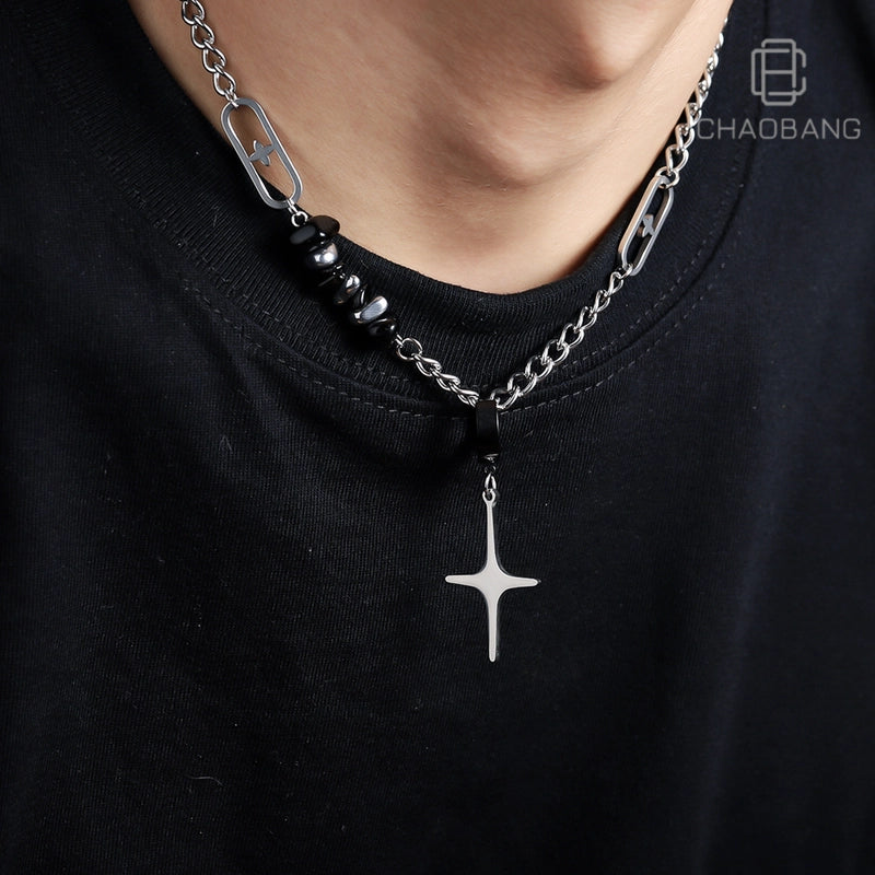Minimalist Classic Style Star Titanium Steel Plating Men's Pendant Necklace Men Pendant Necklaces