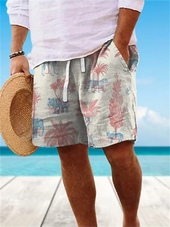 Men's Casual Shorts Leaf Architecture Pattern 3D Printed-Cosfine