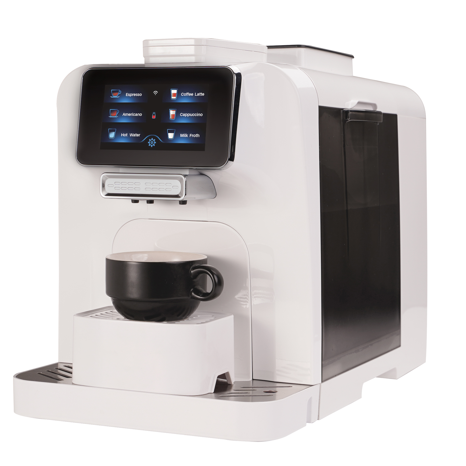 Mcilpoog ES317 Fully Automatic Espresso Machine，Milk Frother,Built-in  Grinder，Intuitive Touch Display ，7 Coffee Varieties for Home, Office,and  more