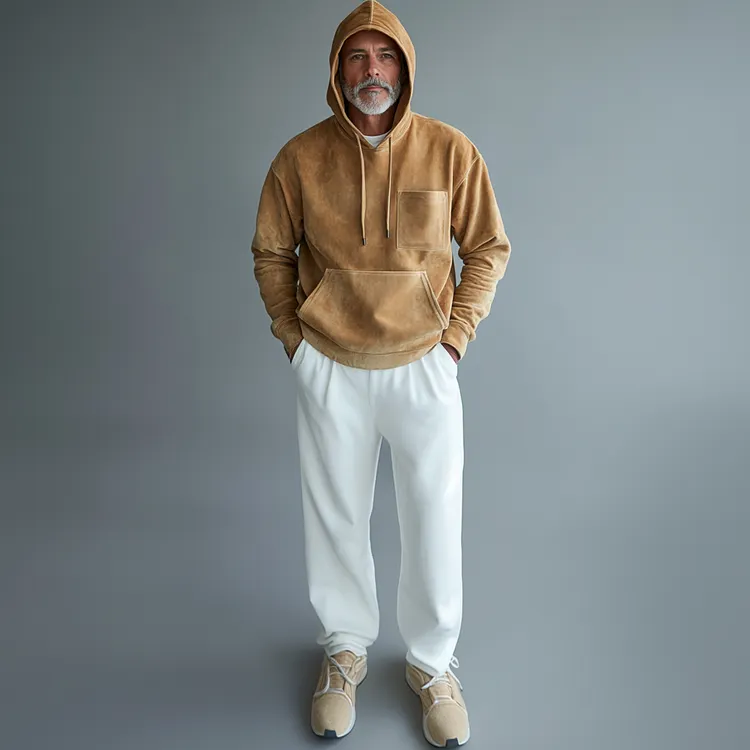 Men's Suede Casual Hoodie-INSPIREUSE