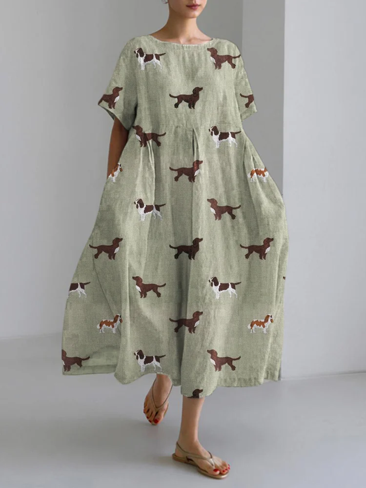 Pet Dog Animal Art Women's Linen Maxi Dress