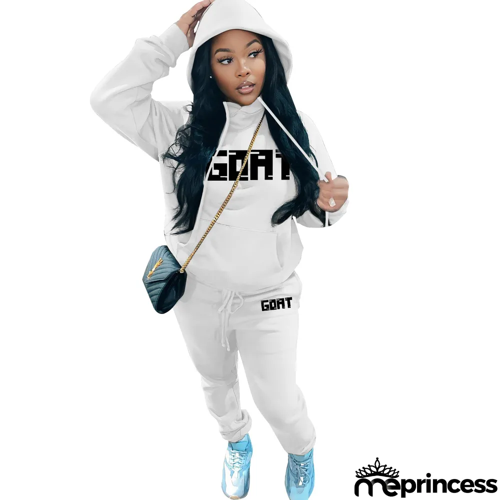 Women's Fashion Casual Fleece Hoodies Two-Piece Hoodie Tracksuit