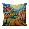 Colorful House-11CT Stamped Cross Stitch Pillowcase 45*45cm