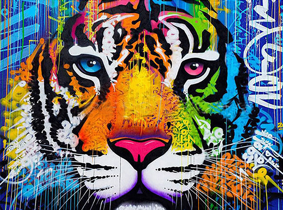 Colorful Art Tiger 40*50CM(Canvas) Full Round Drill Diamond Painting gbfke