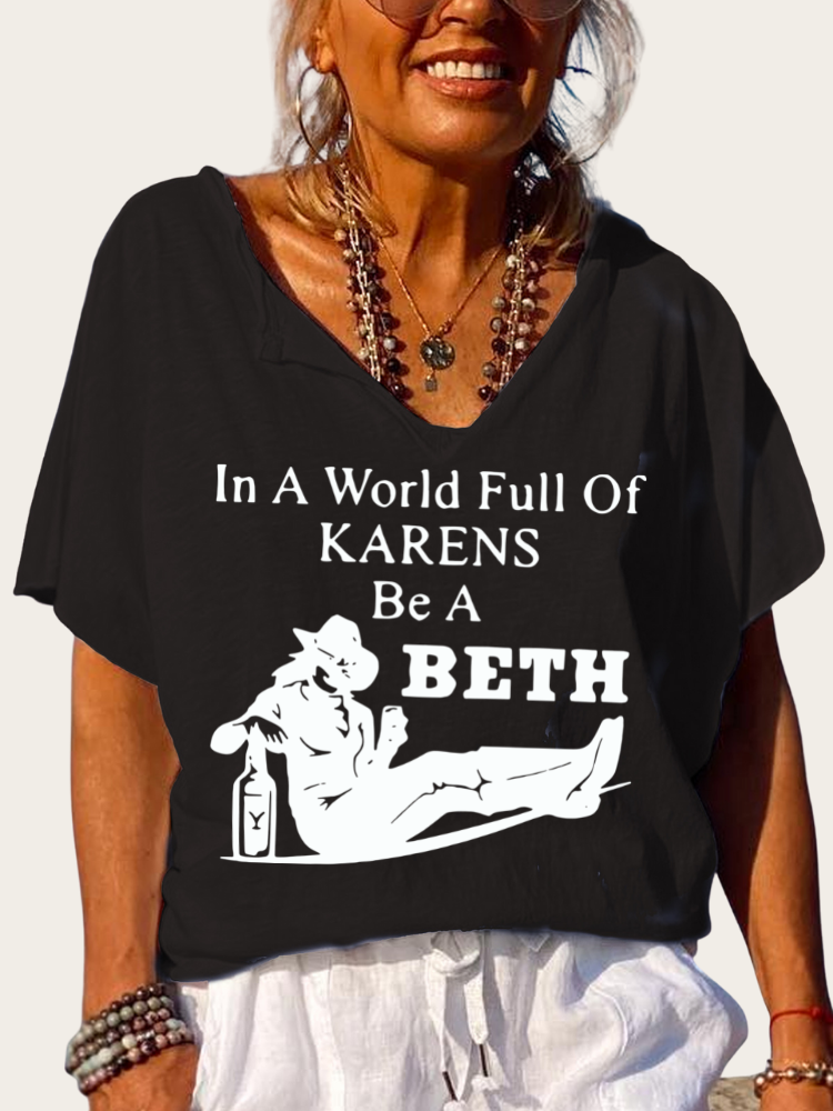 Beth dutton Print Trundown Collar T Shirt Women's Loose Short Sleeve Top Spring Plus Size Shirt