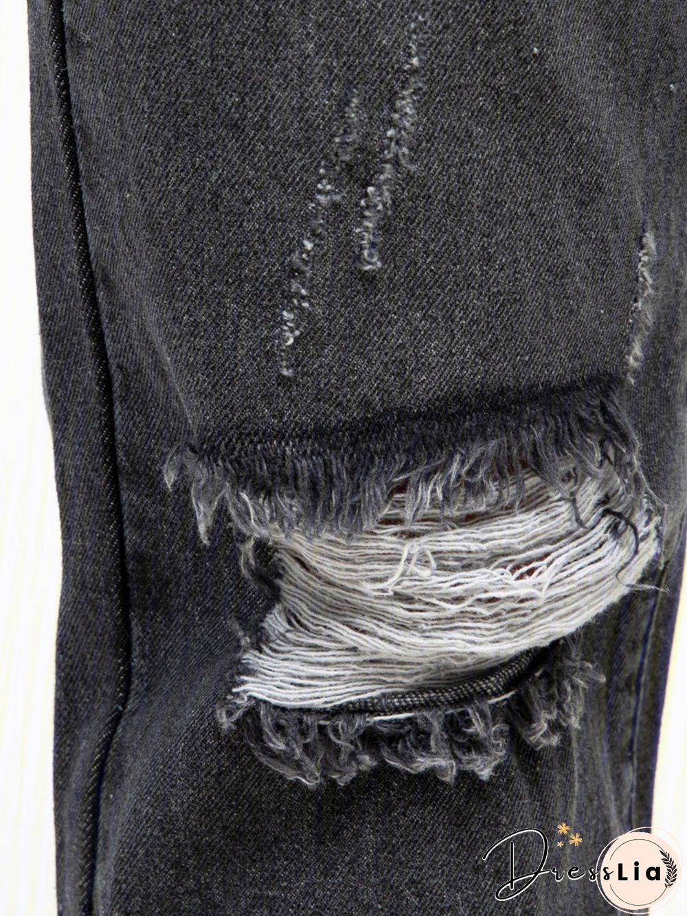 Blue Denim Plain Casual Pants