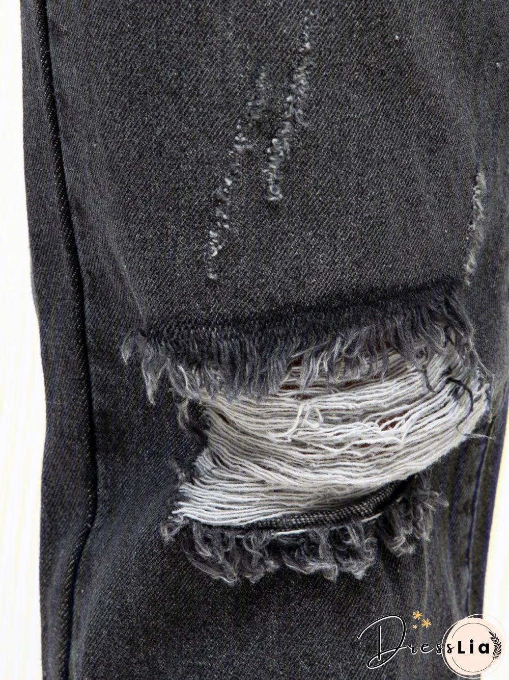 Blue Denim Plain Casual Pants