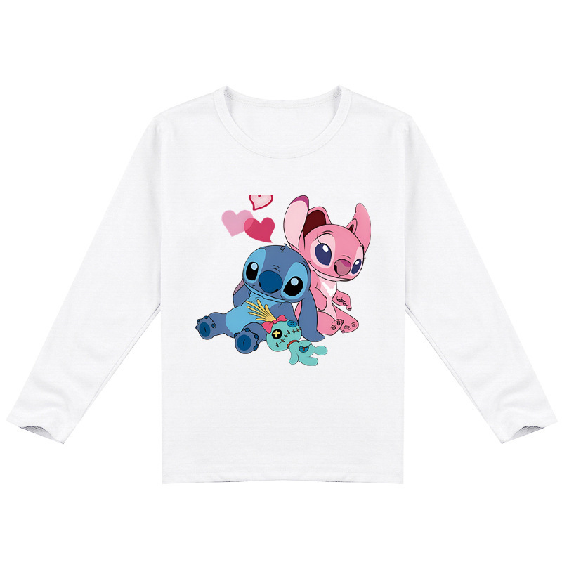 Mayoulove Stitch Long Sleeve T-Shirt - Cute and Comfortable Clothing for Kids 5-14 – Disney's Best Cartoon Character - Cosplay Costume for Boys and Girls - Stitch Lovers' Gift Idea for Christmas or Birthday – Soft and Durable Fabric for Everyday Wear-Mayoulove