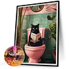 Diamond Painting-5D Full Round Drill Toilet Cat